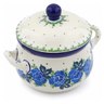 Polish Pottery Bouillon Cup with Lid 12 oz Blue Rose