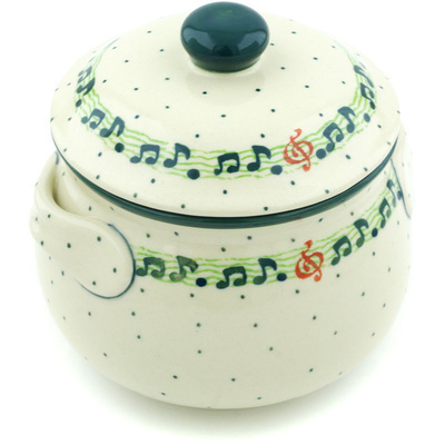 Polish Pottery Bouillon Cup with Lid 24 oz Musical Dance