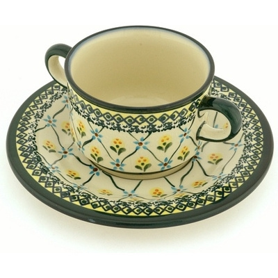 Polish Pottery Bouillon Cup with Saucer 13 oz Princess Royal
