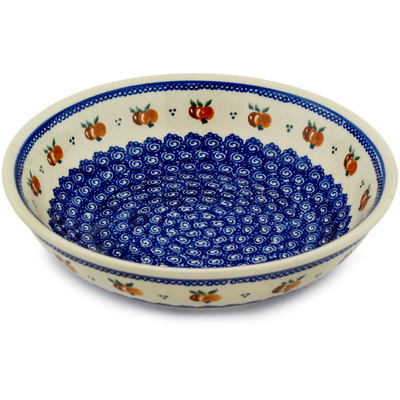 Polish Pottery Bowl 10&quot; Country Apple Peacock