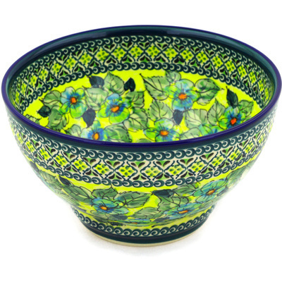 Polish Pottery Bowl 10&quot; Peek-a-blue UNIKAT