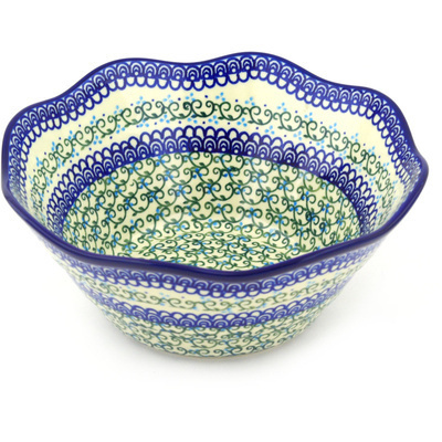 Polish Pottery Bowl 10&quot; Vine Trellis