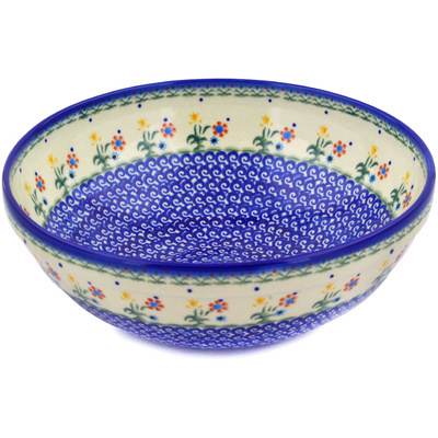 Polish Pottery Bowl 11&quot; Spring Flowers