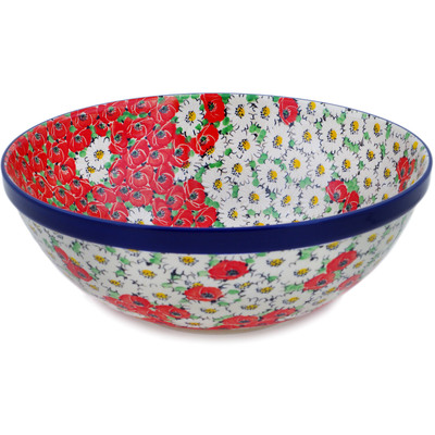 Polish Pottery Bowl 13&quot; Spring Blossom Harmony UNIKAT