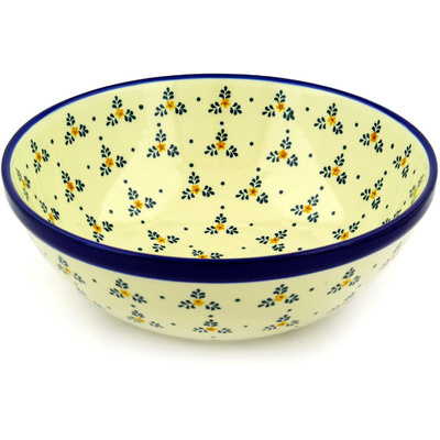 Polish Pottery Bowl 13&quot; Yellow Alysum Patch