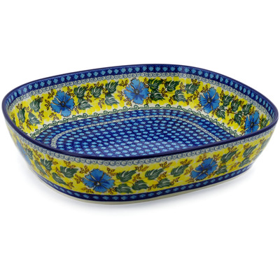 Polish Pottery Bowl 14&quot; Brilliant In Blue UNIKAT