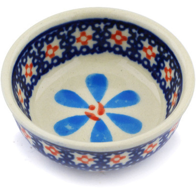 Polish Pottery Bowl 2&quot; Spinning Daisies