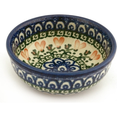 Polish Pottery Bowl 3&quot; Coeur De Fleur UNIKAT