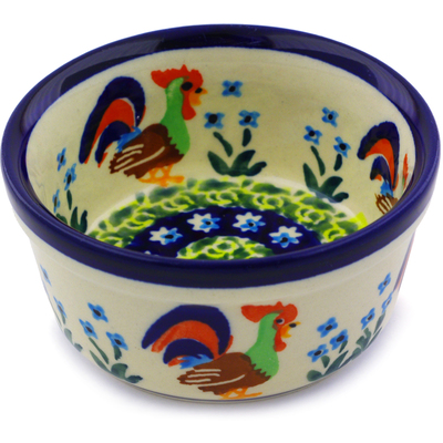 Polish Pottery Bowl 4&quot; Country Rooster UNIKAT