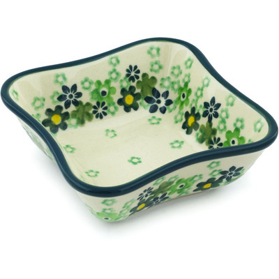 Polish Pottery Bowl 4&quot; Green Wreath