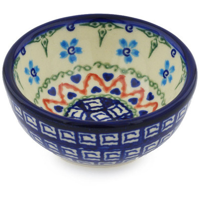 Polish Pottery Bowl 4&quot; Little Blue Flowers