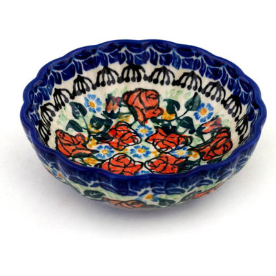 Polish Pottery Bowl 5&quot; Autumn Rose UNIKAT