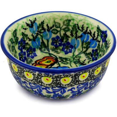 Polish Pottery Bowl 5&quot; Blossoms And Butterflies UNIKAT