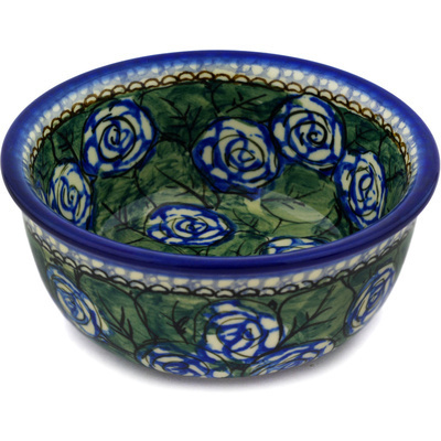 Polish Pottery Bowl 5&quot; Blue Cabbage Patch UNIKAT