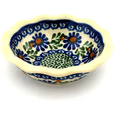 Polish Pottery Bowl 5&quot; Blue Daisy Meadow