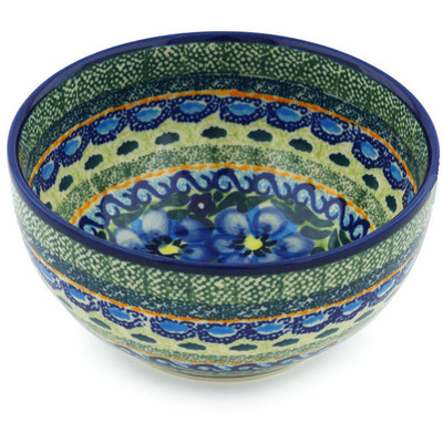 Polish Pottery Bowl 5&quot; Blue Poppy Patch UNIKAT
