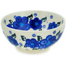 Polish Pottery Bowl 5&quot; Blue Winter Poppies