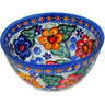 Polish Pottery Bowl 5&quot; Bold Pansy UNIKAT