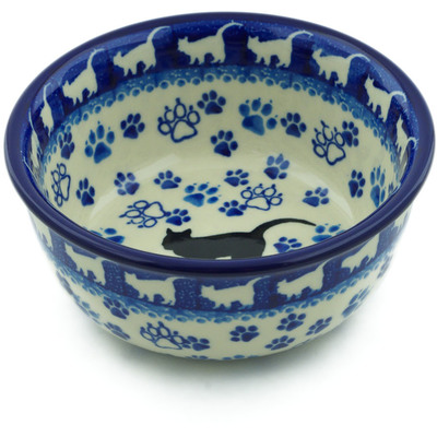 Polish Pottery Bowl 5&quot; Boo Boo Kitty Paws