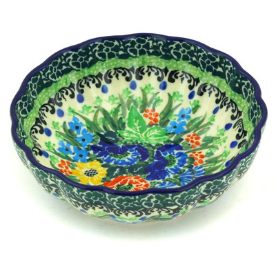 Polish Pottery Bowl 5&quot; Carnation Wreath UNIKAT