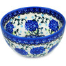 Polish Pottery Bowl 5&quot; Cobalt Hydrangea UNIKAT