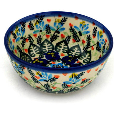 Polish Pottery Bowl 5&quot; Cornflower Dance UNIKAT