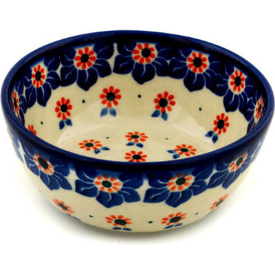 Polish Pottery Bowl 5&quot; Daisy Ribbons