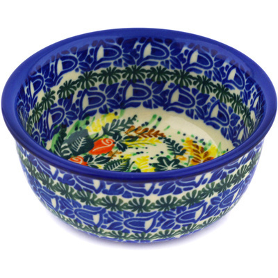 Polish Pottery Bowl 5&quot; Eden Blooms UNIKAT