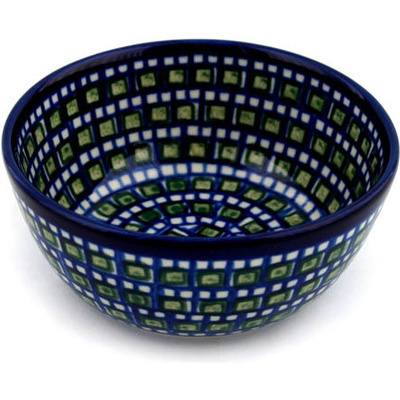 Polish Pottery Bowl 5&quot; Emerald Mosaic