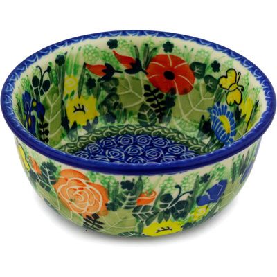 Polish Pottery Bowl 5&quot; Floral Rhapsody UNIKAT