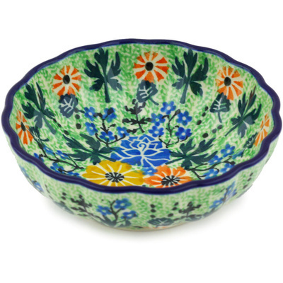 Polish Pottery Bowl 5&quot; Garden Wreath UNIKAT