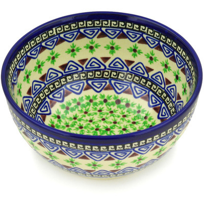 Polish Pottery Bowl 5&quot; Grecian Triangle