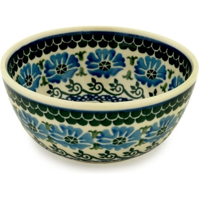 Polish Pottery Bowl 5&quot; Hidden Flowers