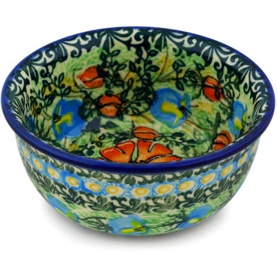 Polish Pottery Bowl 5&quot; Memories In Bloom UNIKAT