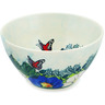Polish Pottery Bowl 5&quot; Monarch In The Poppies UNIKAT