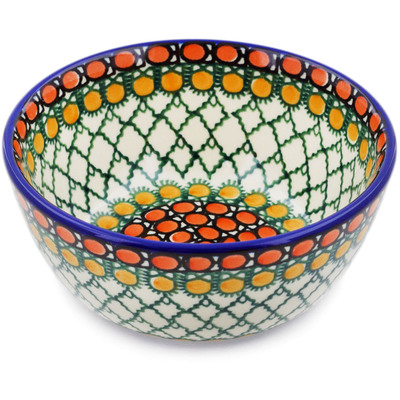 Polish Pottery Bowl 5&quot; Orange Tranquility UNIKAT
