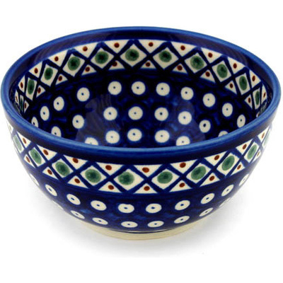 Polish Pottery Bowl 5&quot; Peacock Basket