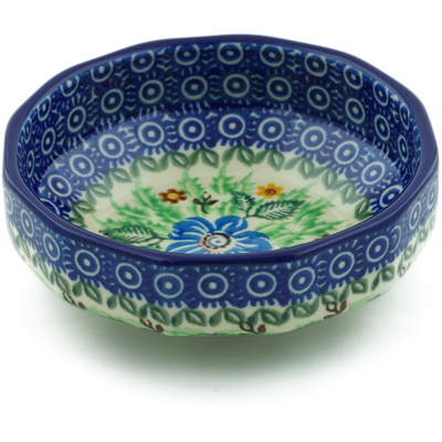 Polish Pottery Bowl 5&quot; Poppy Peacock Eyes UNIKAT