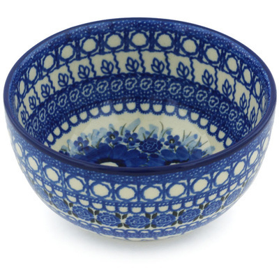 Polish Pottery Bowl 5&quot; Sapphire Daisy Vase UNIKAT