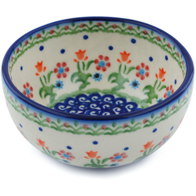 Polish Pottery Bowl 5&quot; Spring Flowers