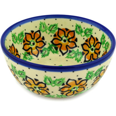 Polish Pottery Bowl 5&quot; Starflower Wreath