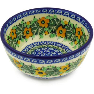 Polish Pottery Bowl 5&quot; Sunflower Chain UNIKAT