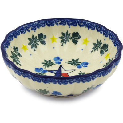 Polish Pottery Bowl 5&quot; Texas Blue Bonnets