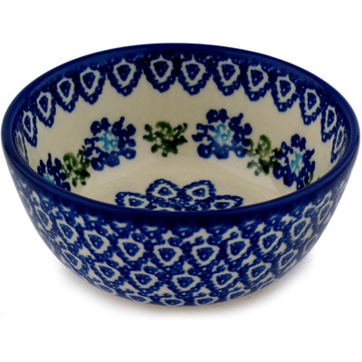 Polish Pottery Bowl 5&quot; Triangle Peacock