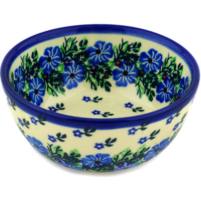Polish Pottery Bowl 5&quot; Viola Bouquet