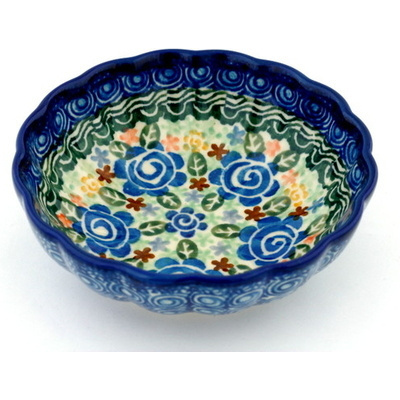 Polish Pottery Bowl 5&quot; Wildflower Swirls UNIKAT