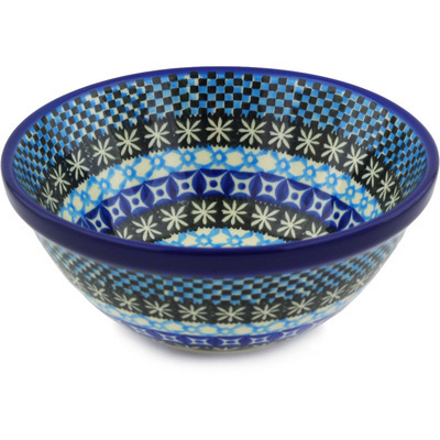 Polish Pottery Bowl 5&quot; Winter Hues UNIKAT