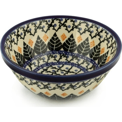 Polish Pottery Bowl 6&quot; Alpine Leaves