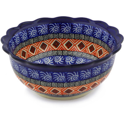 Polish Pottery Bowl 6&quot; Aztec Night