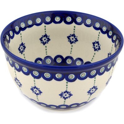 Polish Pottery Bowl 6&quot; Blue Boutonniere